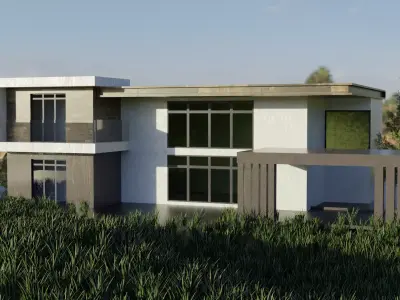 Modern house model exterior Free low-poly 3D model