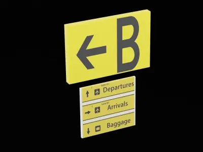 Airport Sign Low-poly 3D model