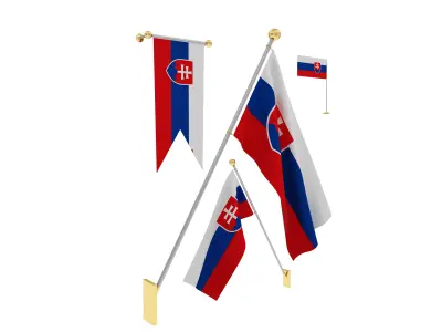 Flags of Slovakia  3D model