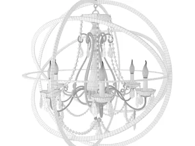 Golden Chandelier Foucault Style 3D model