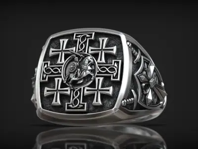 Jerusalem Cross Crusader Knight Medieval Signet 3D print model