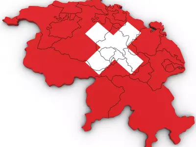 3D Political Map of Switzerland 3D model