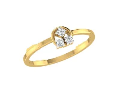 Solitaire Women Engagement Three Stone BandRing 3D print model
