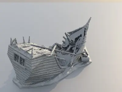 Sunken Ship Remains Tabletop Terrain 28 mm 3D print model