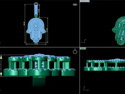 diamond hamsa pendant 3D print model