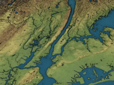 New York - Topography Terrain Low-poly 3D model