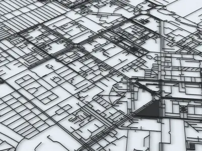 Novosibirsk Road Network and Streets 3D model