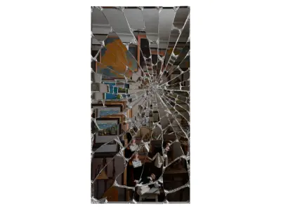 Broken Windows Glass and Cracked Mirrors and Glass Debris 3D model