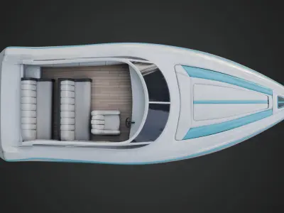 Speed Boat with Blue Accents 3D model