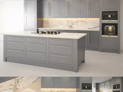 kitchen 3 with cabinets and marble counter tops 3D model