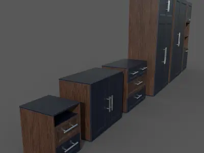 Furniture set cabinet with two doors 3D model