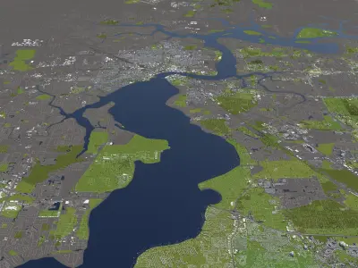 Jacksonville 50x50km City Map Model 3D model