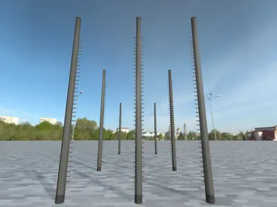 Concrete Pole with Ladder - Object 050 Low-poly 3D model