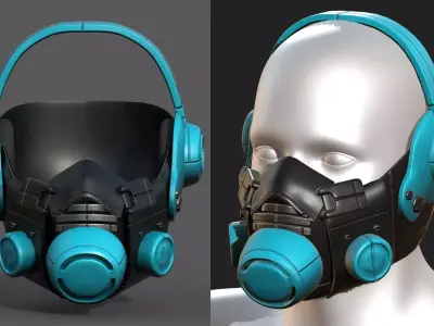 Gas mask helmet 3d model military combat  Low-poly 3D model 3