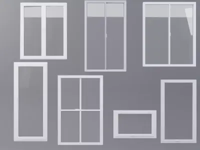 White pvc windows Low-poly 3D model