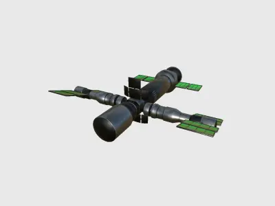 Satellite F01 Steel Green - SciFi Space Design Low-poly 3D model