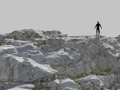 River Cliff Rocks Scan PBR Low-poly 3D model
