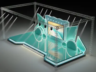 Entertainment Concert Event Stage 3D Model with Lights 3D model