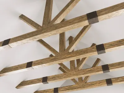 Wooden ceiling beams for barn 3D model