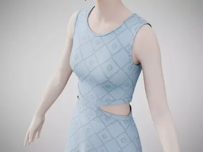 Dress 31 Light Blue Low-poly 3D model