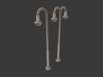Streetlight two street lamps Low-poly 3D model
