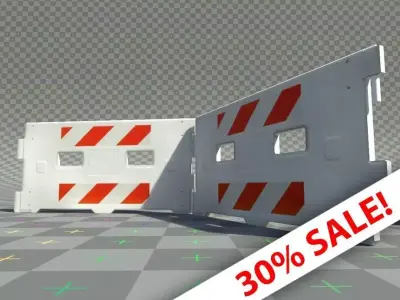 Road segregation White block barrier Low-poly 3D model