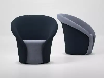 1832 Moon Armchair and Footstool 3D model