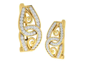 Light Weight Yellow Gold Diamond Earring EZ BI-34 3D print model