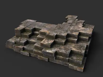 Low poly Dry Mossy Ruin Construction Pack 200210 Low-poly 3D model