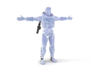 Silver Cyber Armor model pack Low-poly 3D model