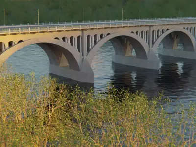 Traffic Bridge Low-poly 3D model