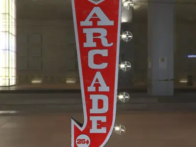 Vintage Arcade Games Marquee Low-poly 3D model