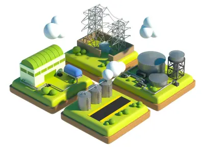 C4D model - energy scenario elements 3D model