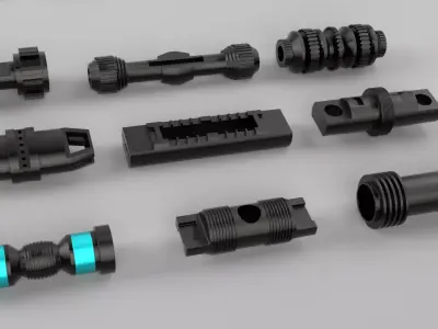 KitBash Hard Surface Sci-fi pack Low-poly 3D model