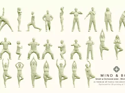 Mind and  Body - Yoga and Wellness - 25 Architectural Figures 3D print model