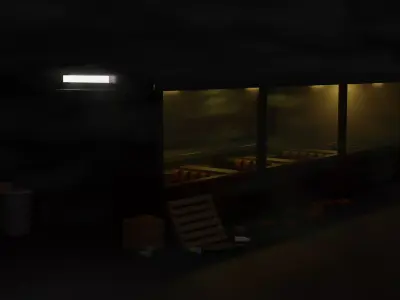 the cafe store in at night Free 3D model