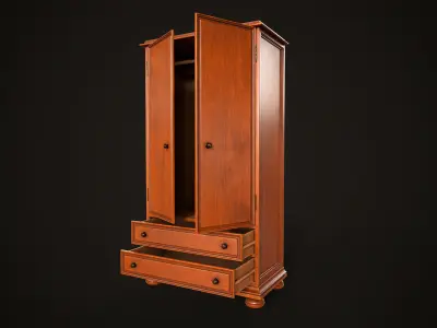 Vintage wardrobe Low-poly 3D model