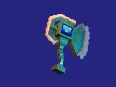 lowpoly weapon scifi axe Low-poly 3D model