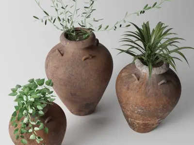 Plants with pottery 3D model