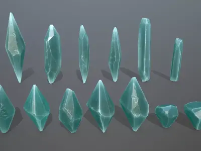 Crystal Set of crystals Low-poly 3D model