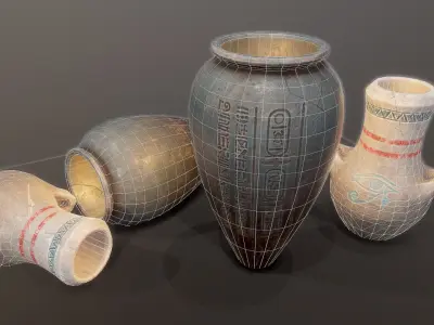 Egypt tomb jars PBR Low-poly 3D model