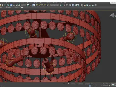 Perla 6 Light Chandelier Antiqued Gold Low-poly 3D model