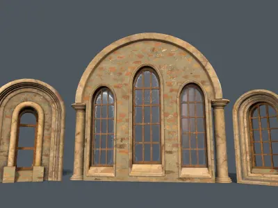 Medieval Window Set Low-poly 3D model purchase