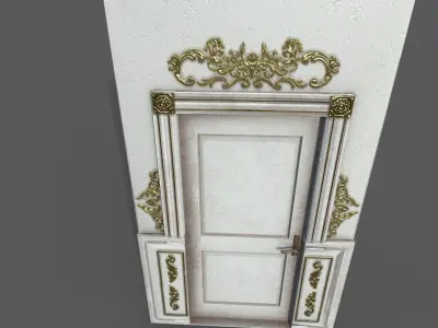 Old White Wood Door Low-poly 3D model