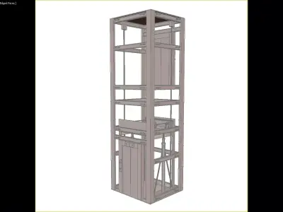 Modern Glass Elevator 3D Model 3D model