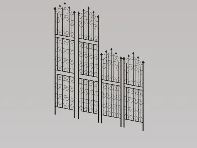Modular wrought iron fence set Low-poly 3D model