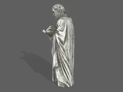 Old Man Statue Low-poly 3D model 15