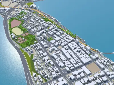 Tauranga New Zealand 40km Low-poly 3D model