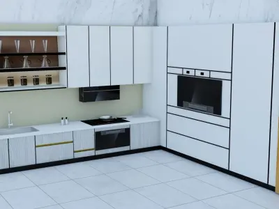 3D Kitchen L Shape 3D model