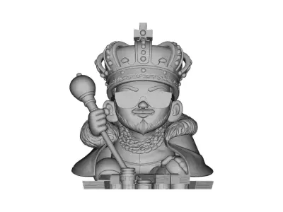 Royal Hip-Hop King Figurine Crowned Money Boss Character Model 3D print model